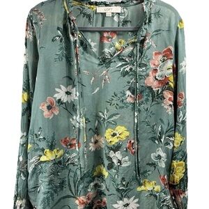 LOFT Multicolor Floral Blouse size M‎ cotton Cottage Prairie Fairy Floral Fall